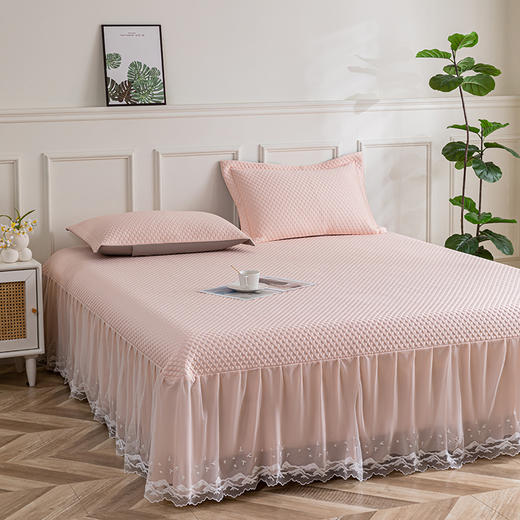 多喜爱 凉豆豆床裙三件套-和悦（蓝/粉/金/）【可水洗机洗】【柔软可折叠】【凉感值0.28】【全方位包裹】 凉席子A类标准 有效抗菌 3D立体凉豆豆 商品图6