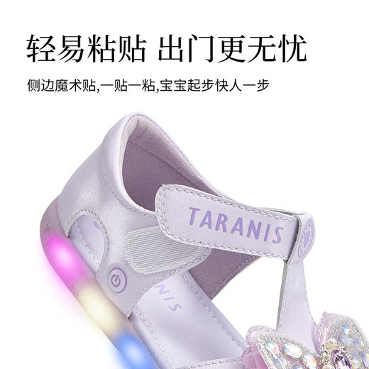 泰兰尼斯meta夏季新款女童发光公主凉鞋小女孩水晶鞋软底闪灯单鞋 M07X5B7143 商品图4