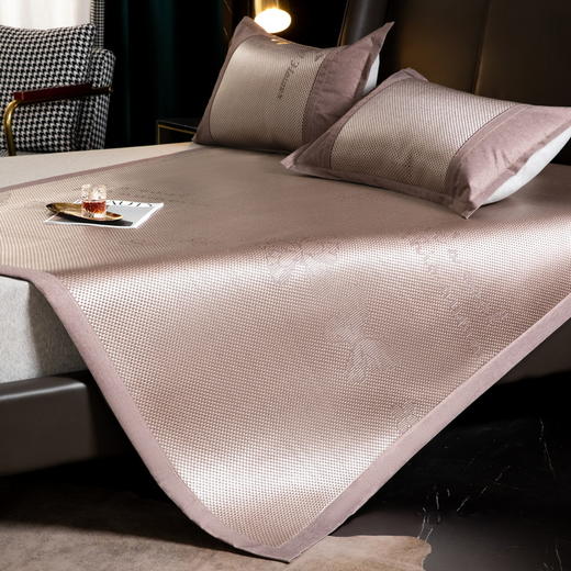 夏季冰丝席软凉席子 碳光藤席凉席三件套可折叠可机洗 商品图3