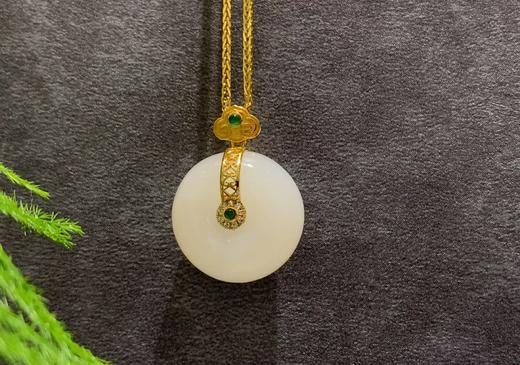 【御珠宫坊】金镶羊脂白玉平安扣 商品图1