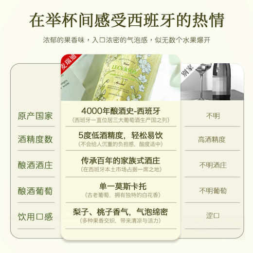 【低度气泡酒】西班牙进口莫斯卡托气泡酒甜白葡萄酒女士果酒 5%vol 商品图4