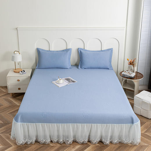 多喜爱 凉豆豆床裙三件套-云镜（灰/蓝/粉） 【可水洗机洗】【柔软可折叠】【凉感值0.28】【全方位包裹】 凉席子A类标准 有效抗菌 3D立体凉豆豆 商品图5