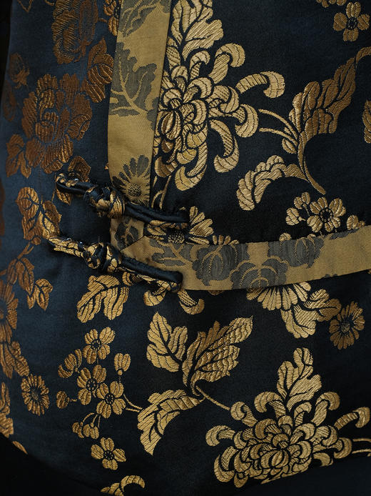 盛唐牡丹 | 民国真丝老面料偏襟马甲(金色纹样花纹随机 售完不补) 商品图3