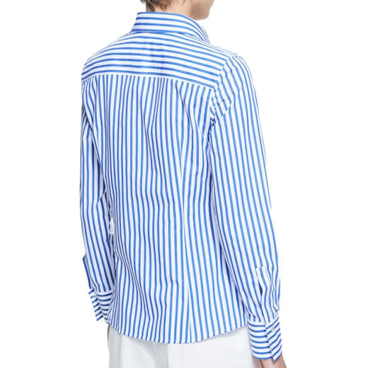 CHCH2025春夏休闲蓝色条纹时髦衬衫女上衣修身设计感通勤衬衣 商品图9