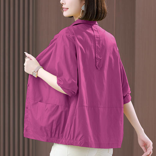 丁摩 长袖衬衫女大码显瘦宽松休闲短款小个子中年妈妈纯棉薄款单层外套5ZF-  323255 商品图3