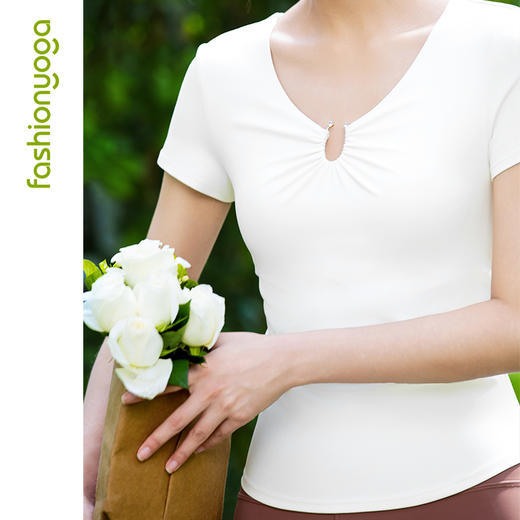 FC15332  V领金属环扣短袖 商品图7