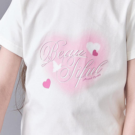 笛莎Deesha 童装女童T恤2025夏新款女童爱心字母印花T恤 商品图3