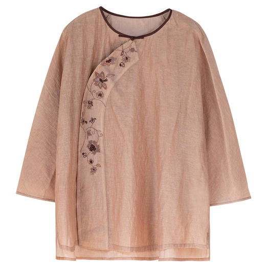 牧衣游原创 丝棉手绣炒色短外套轻薄柔软复古百搭新中式上衣 空谷 商品图4