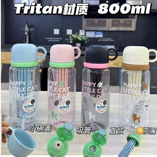 高颜值简约泡茶耐高温食品级tritan塑料吸管水杯800ml 商品图0