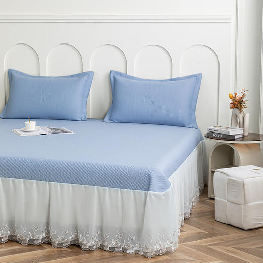 多喜爱 凉豆豆床裙三件套-云镜（灰/蓝/粉） 【可水洗机洗】【柔软可折叠】【凉感值0.28】【全方位包裹】 凉席子A类标准 有效抗菌 3D立体凉豆豆 商品图7