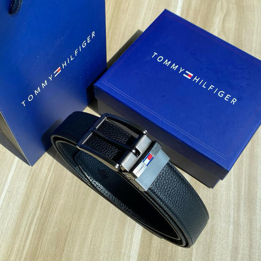Tommy Hilfiger男士荔枝纹牛皮针扣式简约真皮带 商品图3