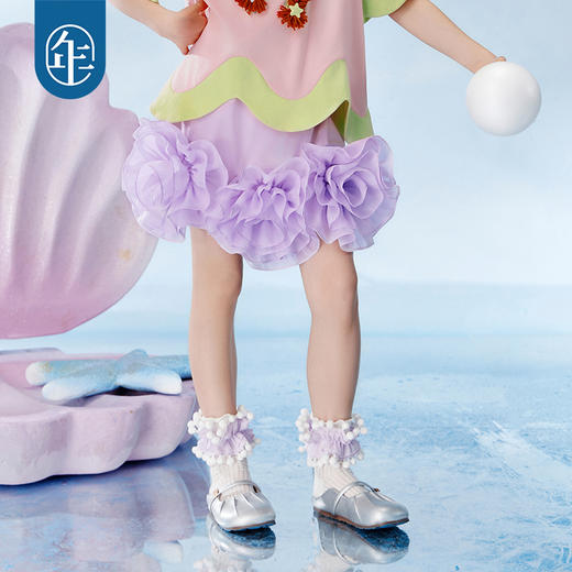 年衣半身裙2025夏季新款儿童公主裙子甜美国风浪花软糖短裙 商品图3