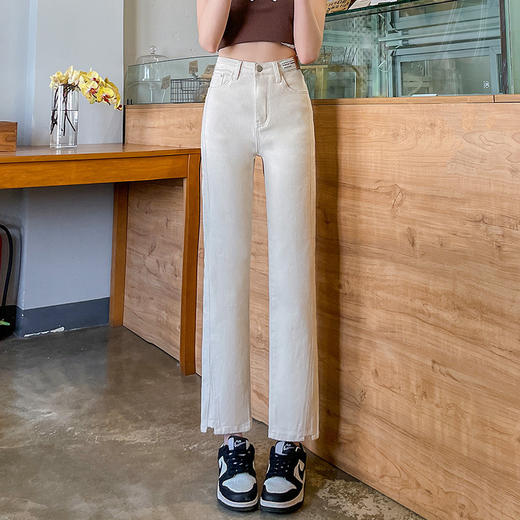 丁摩 法棍直筒牛仔裤女八分新款小个子高腰九分烟管裤子春秋小个子5ZF-5925 商品图8