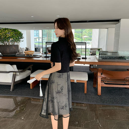 奢姿大码女装2025夏季时尚拼接中式旗袍连衣裙胖妹妹气质立领裙子9942826370【1】 商品图3