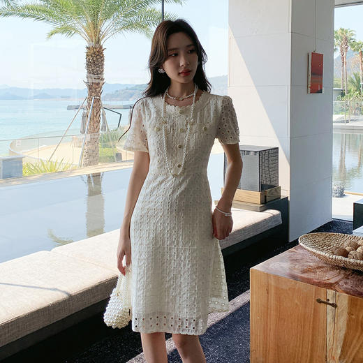 【清仓超15天不保价】奢姿大码女装2025夏季镂空减龄连衣裙胖妹妹假口袋装饰时尚裙子9952890427 商品图4