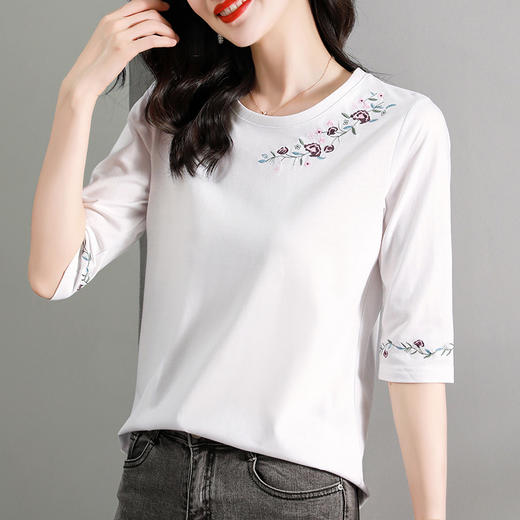 雀说新款夏季宽松上衣爆款半袖洋气中袖打底衫AL220191 商品图3