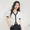 气质优雅撞色包边V领短款毛织衫女夏季软糯显瘦上衣V0050356/V0051033 商品缩略图2
