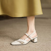 阿么手工女鞋小众百搭鞋子粗跟5CM夏季外穿方头软底软面凉鞋时尚 商品缩略图3