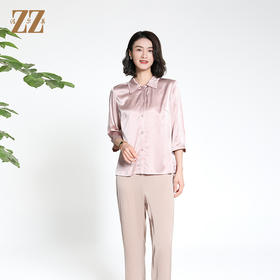 佐尔美夏季新款新中式国风时尚气质桑蚕丝长袖衬衣女M42CS41