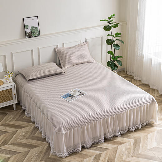 多喜爱 凉豆豆床裙三件套-和悦（蓝/粉/金/）【可水洗机洗】【柔软可折叠】【凉感值0.28】【全方位包裹】 凉席子A类标准 有效抗菌 3D立体凉豆豆 商品图12