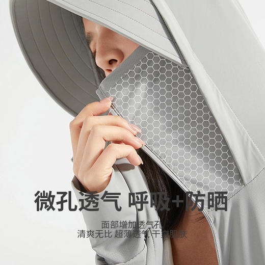 PSQUEEN科技冰感防晒衣8色可选冰感面料UPF50抗紫外线透气防闷可拆卸防风帽檐隐藏式拉链发洞 商品图5