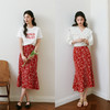 【严选】诗凡黎法式红色碎花半身裙2025夏新款高腰A字浪漫荷叶边鱼尾裙7G4240171 商品缩略图1