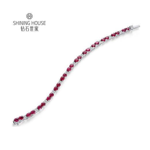【红宝石手链】钻石世家 18K金红宝石镶钻手链  高级设计珠宝系列 让人一见倾心的红宝石 演绎女性的高贵柔情 也寓意着浪漫炙热的美好感情 商品图1