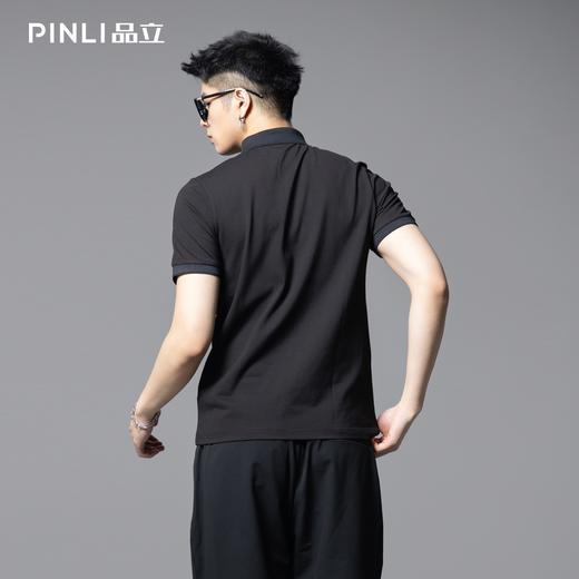 PINLI品立2025夏季新款太阳贴布绣花修身翻领短袖POLO衫男士体恤BG252112045 商品图2