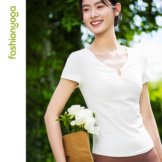 FC15332  V领金属环扣短袖 商品图6