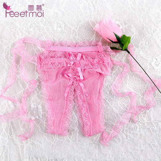 霏慕玫瑰花内裤女士内裤7126 性感开档情趣内衣内裤角色扮演制服诱惑 情侣蕾丝 商品图7