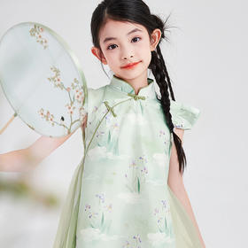 笛莎Deesha 童装女童连衣裙2025夏新款女童新中式国风印花棉布旗袍裙