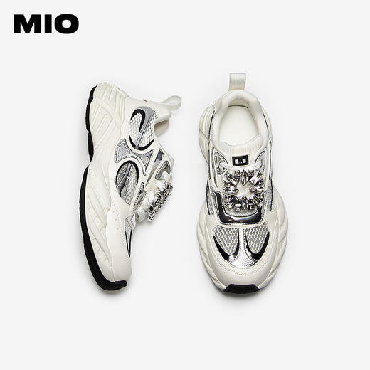 MIO米奥老爹鞋闪钻银色轮胎鞋厚底复古风增高运动鞋M254586383 商品图3