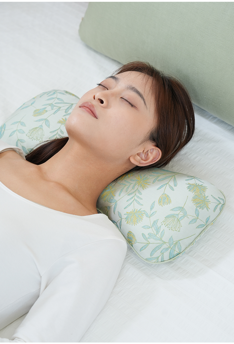 漫山系列艾草荞麦枕颈椎枕荞麦壳圆枕头睡眠支撑专用护颈枕成人高端