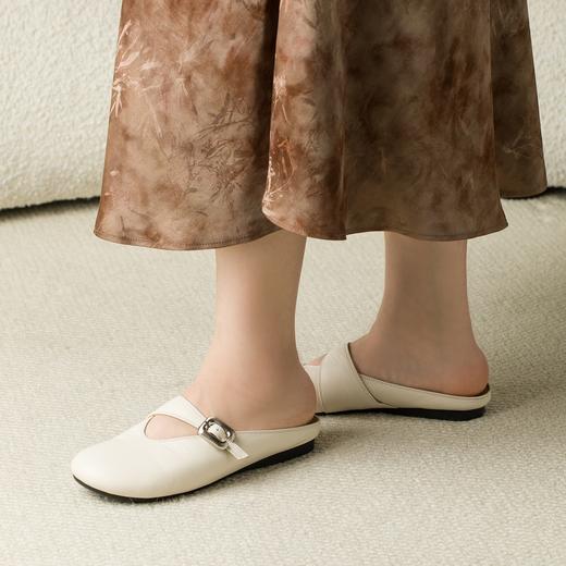 ✨🍃34-41码【半包拖鞋】20天发货，久站不累黑科技，牛皮面/羊皮里，半托穆勒鞋懒人鞋，2.5cm跟高，一脚蹬真皮包头半拖外穿懒人软底豆豆鞋 商品图3