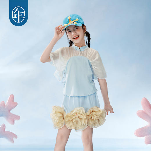 【云优选】年衣童装儿童短袖T恤女童2025年夏季新款新中式贝有引力T恤 商品图1