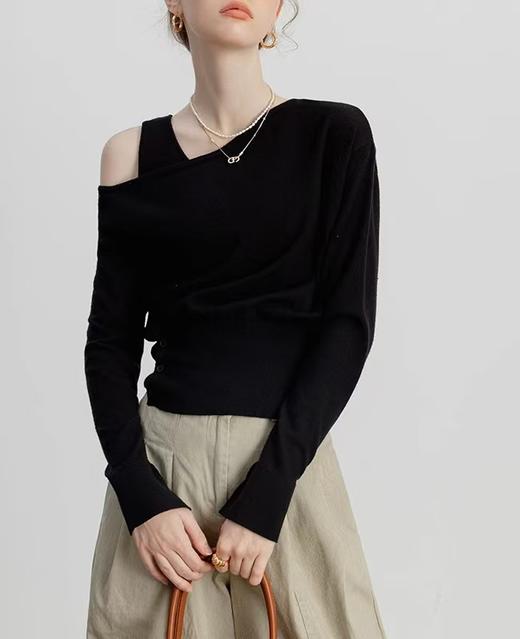 设计师款两件套斜肩针织棉显瘦时髦背心＋罩衫 商品图10