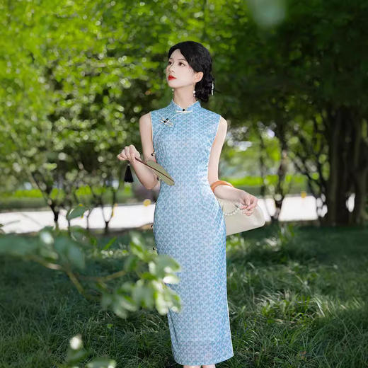 无袖改良素雅，民国风优雅印花旗袍LJX-854 商品图0