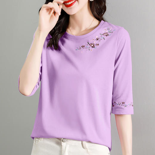 雀说新款夏季宽松上衣爆款半袖洋气中袖打底衫AL220191 商品图6