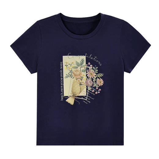 雀说圆领宽松正肩短袖t恤新款减龄爆款时尚显瘦半袖体恤AL20026 商品图4