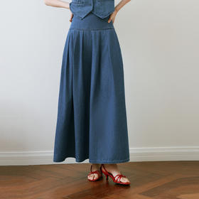 【严选】诗凡黎复古摩登牛仔半身裙2025夏新款古着色调轻量感A字中长裙7G4240291