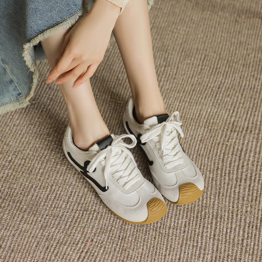 阿么手工女鞋2025新款超软阿甘鞋夏季透气平底系带运动休闲鞋1CM 商品图2
