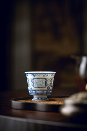 富玉窑  景德镇全手工青花玲珑桂殿兰宫手作茶器品茗杯主人杯