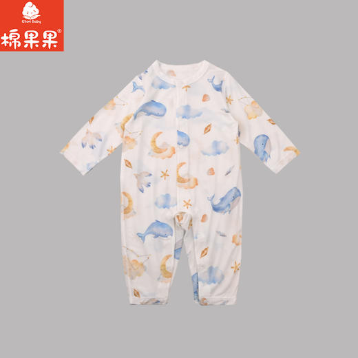 棉果果夏季男童女童舒适柔软哈衣爬服防蚊5A抗菌莫代尔长袖连体衣M201722425209 商品图1