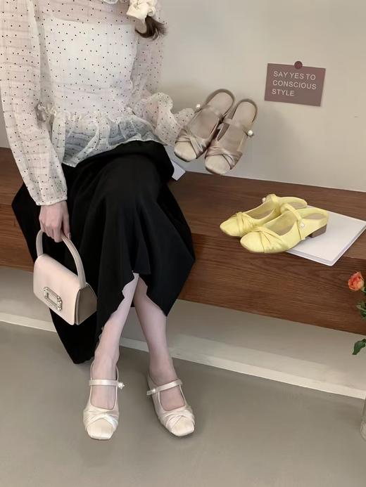 【GZ】无忧购法式温柔气质缎面浅口一脚蹬半拖鞋678-11（截单后7天发货) 商品图6