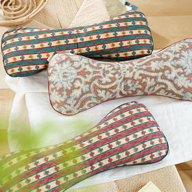 复古十字纹系列艾草荞麦枕颈椎枕荞麦壳圆枕头睡眠支撑专用护颈枕成人高端