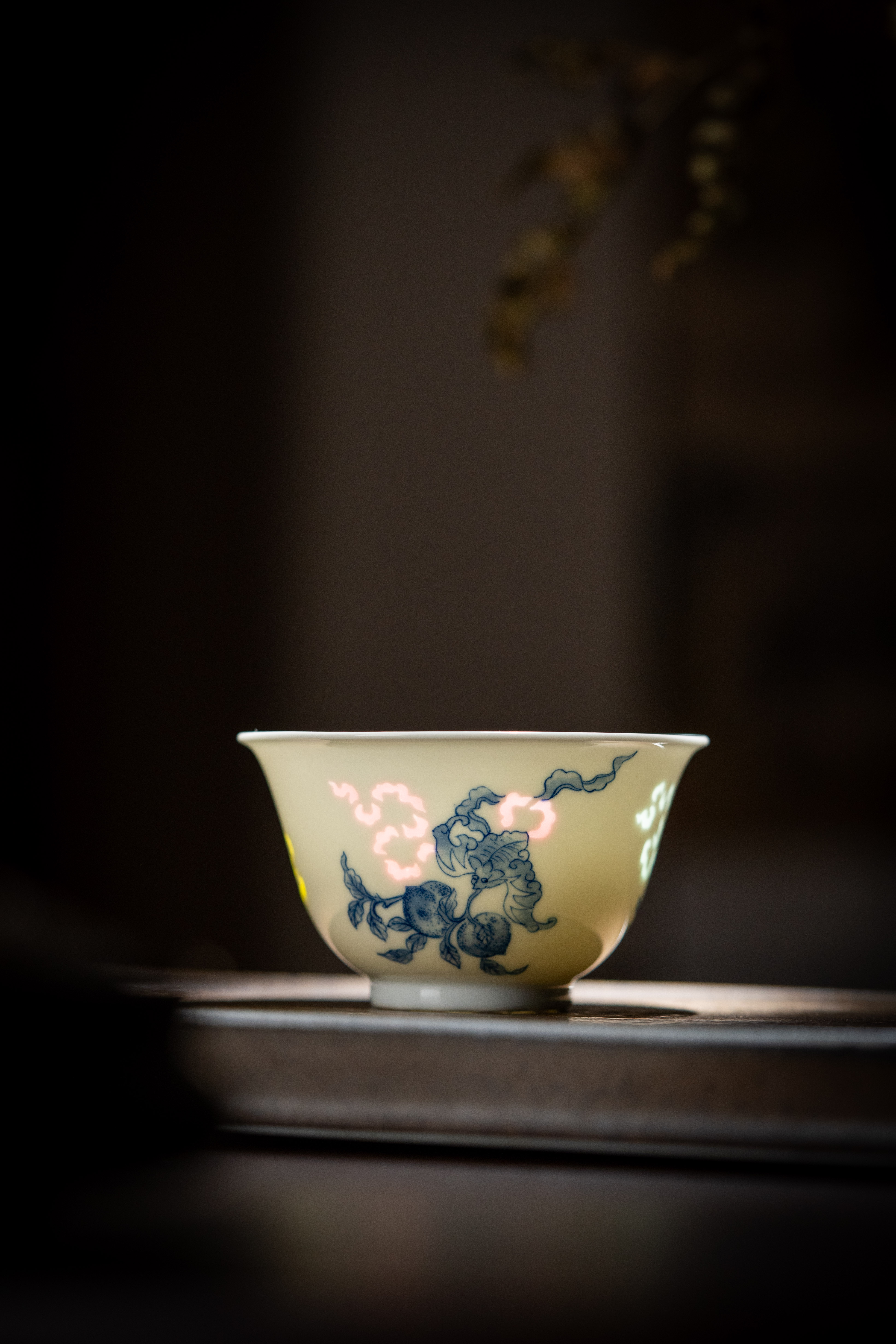 富玉窑  景德镇全手工青花玲珑三多福手作茶器品茗杯主人杯