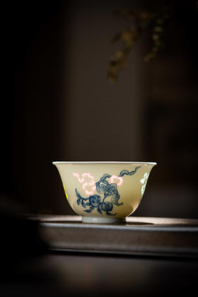 富玉窑  景德镇全手工青花玲珑三多福手作茶器品茗杯主人杯