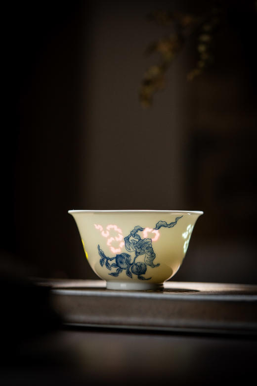 富玉窑  景德镇全手工青花玲珑三多福手作茶器品茗杯主人杯 商品图0