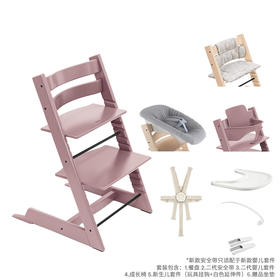 六件套 | 北欧Stokke Tripp Trapp儿童成长椅多功能学坐神器宝宝餐椅 餐椅TT 护栏套件 餐盘 安全带 新生儿套件 普通坐垫(随机款)