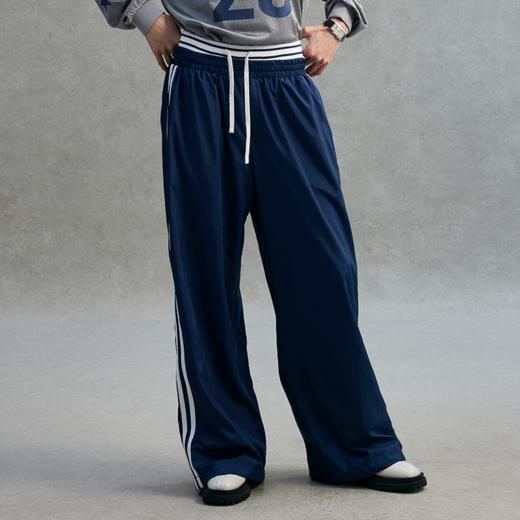 GOODBAI 23编号logo印花侧面织带抽绳阔腿休闲长裤 商品图0